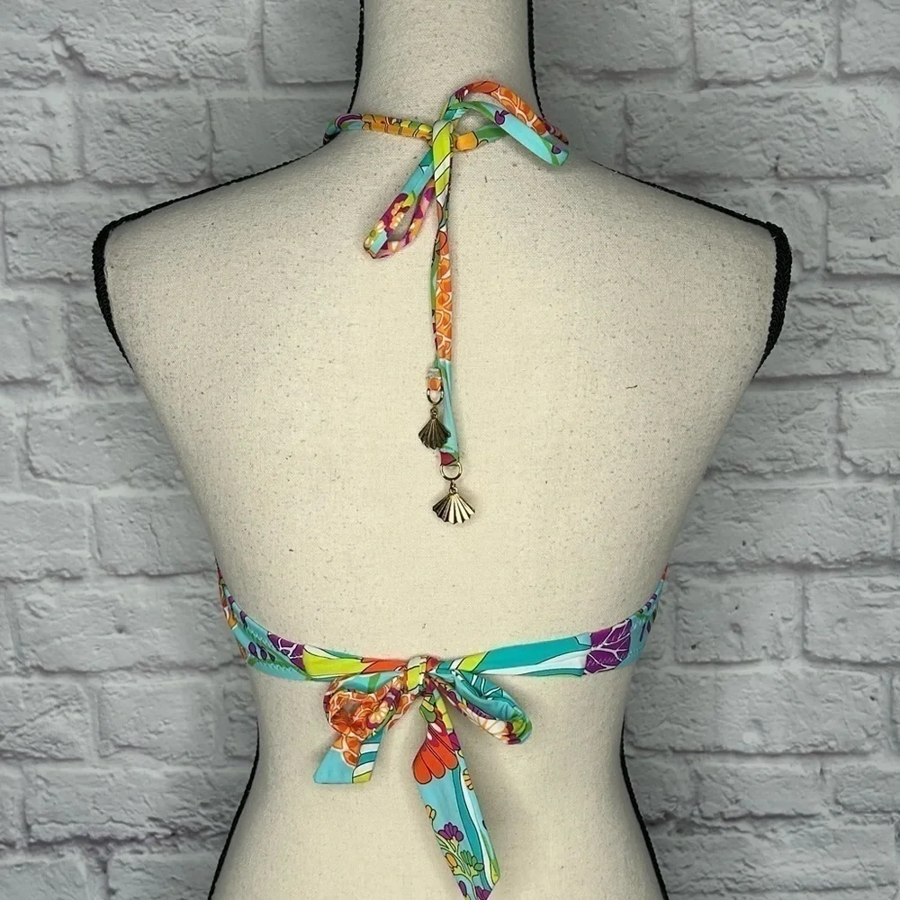 Trina Turk Colorful Floral Print Bikini Top